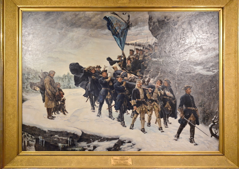 16 - Oil on canvas painting, Bringing Home the Body of King Charles XII, created by Swedish artist Gustaf Cederström in 1884
